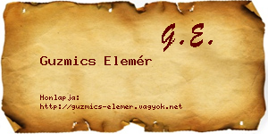 Guzmics Elemér névjegykártya